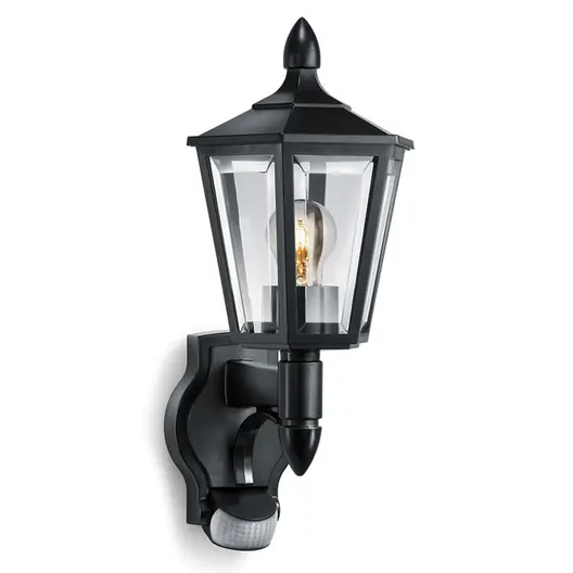 Фасадна лампа със сензор Steinel    60 W, E27, черна, 230 V, L 15