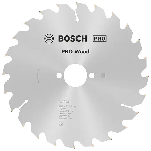 Диск циркулярен за рязане Bosch на дърво напречно надлъжно с HM пластини   190 мм, 30 мм, 1.3 мм, 24 z, PRO Wood