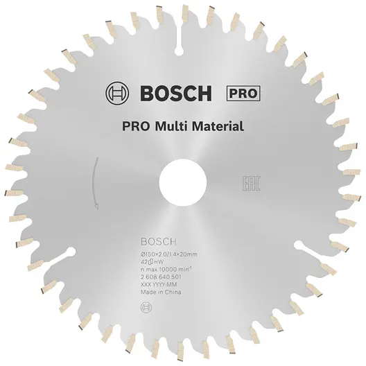 Диск циркулярен за рязане Bosch универсален с HM пластини   150 мм, 20 мм, 1.4 мм, 42 z, PRO Multi Material