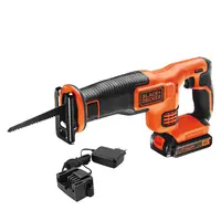 Саблен трион Black & Decker акумулаторен с плавно регулиране   с 1 батерия и зарядно, 18 V, 1.5 Ah, 0-3000 хода/мин, 22 мм, BDCR18