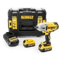 Акумулаторен гайковерт DeWALT с безчетков двигател   с 2 батерии и зарядно, 18 V, 5 Ah, 950 Nm, квадрат, 1/2", DCF899P2