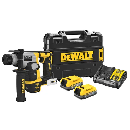 Акумулаторен перфоратор DeWALT с безчетков двигател   с 2 батерии и зарядно, SDS-plus, 18 V, 1.7 Ah, 1.4 J, 0-4980 уд./мин, DCH172E2T