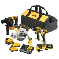 Комплект акумулаторни инструменти DeWALT    с 3 батерии и зарядно, DCD701, DCF801, DCS512, DCH072, DCS353, DCL510, 12 V, 2x2, 1x5 Ah, DCK611P1D2