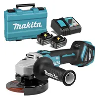 Акумулаторен ъглошлайф Makita    с 2 батерии и зарядно, 18 V, 5 Ah, 125 мм, 3000-8500 об./мин, DGA511RTE