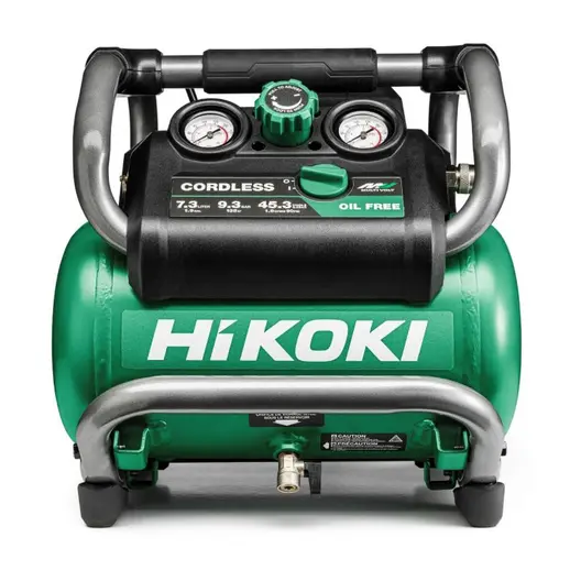Акумулаторен безмаслен компресор HiKOKI - Hitachi    без батерия и зарядно, 36 V, 7.3 л, 45.3 л/мин, 9.3 bar, EC36DA-W4Z