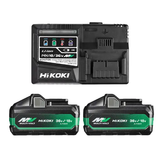 Акумулаторна батерия HiKOKI - Hitachi Li-Ion със зарядно у-во   36/18 V, 4/8 Ah, 2 бр., UC18YSL3-WJZ