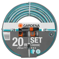Градински маркуч за поливане Gardena PVC 2-слоен армиран с фитинги   13 мм, 22 bar, 20 м, сиво/синьо, Classic