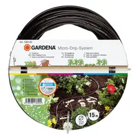 Маркуч Gardena за капково напояване с капкообразуватели   4.6 мм, 300 мм, 1.6 л/ч, черен, 15 м, Micro-Drip-System