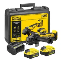 Акумулаторен ъглошлайф Stanley    с 2 батерии и зарядно, 18 V, 4 Ah, 125 mm, 8000 об./мин, SFMCG700M2K