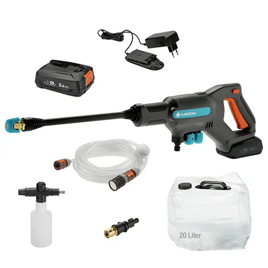 Акумулаторна водоструйка Gardena    с 1 батерия и зарядно, 18 V, 2.5 Ah, 250 л/ч, 24 bar, AquaClean 24/18V P4A Premium