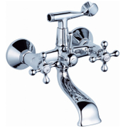 Смесител за вана-душ стенен Inter Ceramic двуръкохватков с ръчен душ  3/4, Retro ICF 6006851 - product - 100 ITK 236