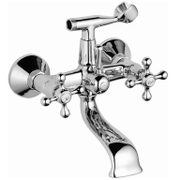 Смесител за вана-душ стенен Inter Ceramic двуръкохватков с ръчен душ  3/4, Retro ICF 6006851 - product - 100 ITK 236