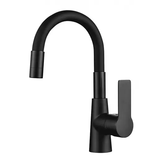 Смесител за кухня стоящ Inter Ceramic с керамична глава  2x3/8", черен мат, Alisado