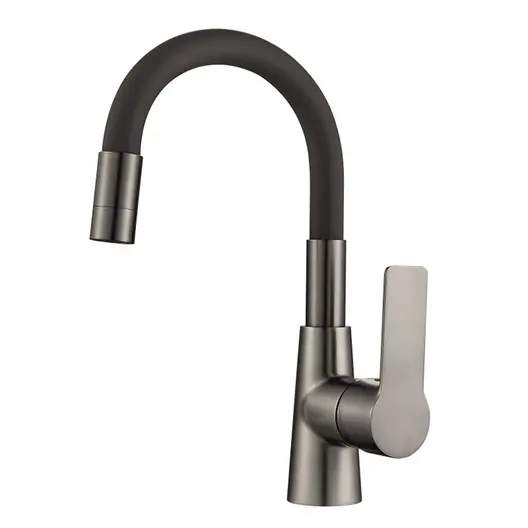 Смесител за кухня стоящ Inter Ceramic с керамична глава  2x3/8", gun grey, Alisado