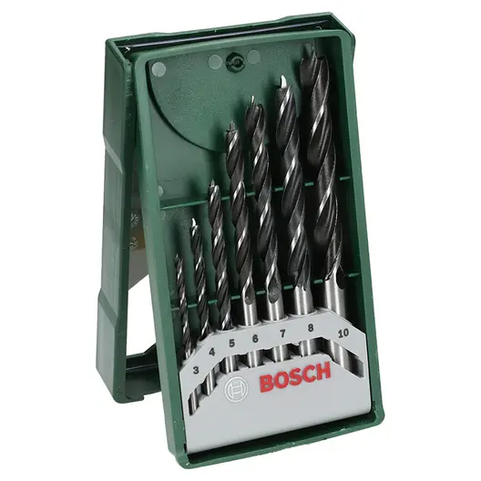 Свредло за дърво Bosch CV с цилиндрична опашка комплект 3-10 мм, 7 бр.
