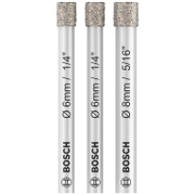 Свредло за стъкло и керамика Bosch диамантено комплект 6-8 мм, 66 мм, 3 бр., PRO Ceramic dry - product - 101 BSH2872