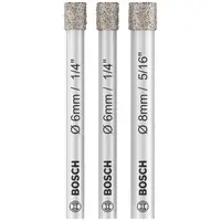 Свредло за стъкло и керамика Bosch диамантено комплект 6-8 мм, 66 мм, 3 бр., PRO Ceramic dry