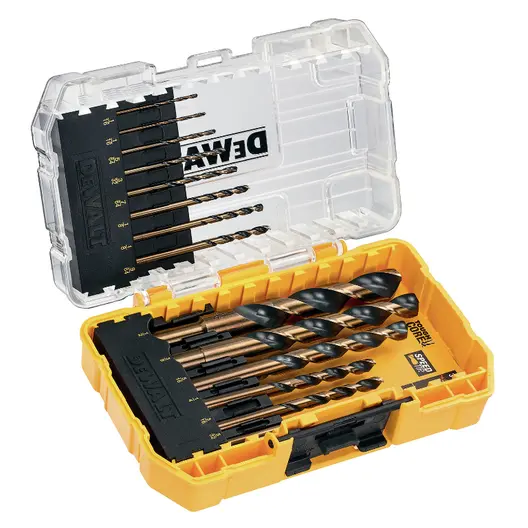 Свредло за метал HSS-G DeWALT с цилиндрична опашка комплект 1-8 мм, 14 бр., DT70727
