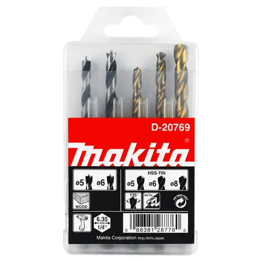Свредло Makita за дърво и метал к-кт  5-8 мм, 5 бр.