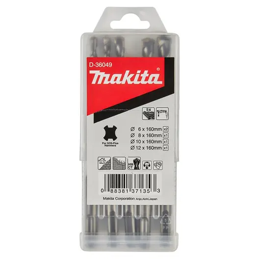 Свредло за бетон Makita SDS-plus комплект 6, 8, 10, 12 мм, 5 бр., D-36049