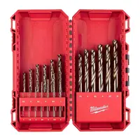 Свредло за метал HSS-Co Milwaukee с цилиндрична опашка комплект 1-10 мм, 19 бр., Shockwave Red Cobalt