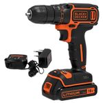 Акумулаторен винтоверт Black & Decker с колекторен двигател   с 1 батерия и зарядно, 18 V, 1.5 Ah, 30 Nm, 1-10 мм BDCDC18