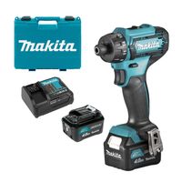 Акумулаторен винтоверт Makita с колекторен двигател   с 2 батерии и зарядно, 12 V, 4 Ah, 30 Nm, 6.35 мм, 1/4", шестостен DF033DSME