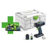 Акумулаторен винтоверт Festool с безчетков двигател  с подарък с 1 батерия без зарядно, 18 V, 4 Ah, 50 Nm, 1.5-13 мм T 18+3-Basic-4.0