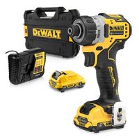 Акумулаторен винтоверт DeWALT с безчетков двигател   с 2 батерии и зарядно, 12 V, 2 Ah, 8 Nm, шестостен DCF601D2