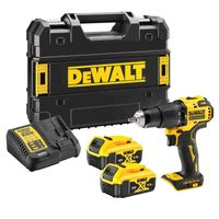 Акумулаторен винтоверт DeWALT с безчетков двигател   с 2 батерии и зарядно, 18 V, 5 Ah, 65 Nm, 1.5-13 мм DCD708P2T