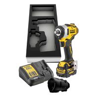 Акумулаторен гайковерт DeWALT с безчетков двигател   с 1 батерия и зарядно, 12 V, 5 Ah, 340 Nm, квадрат, 1/2" DCF901P1G