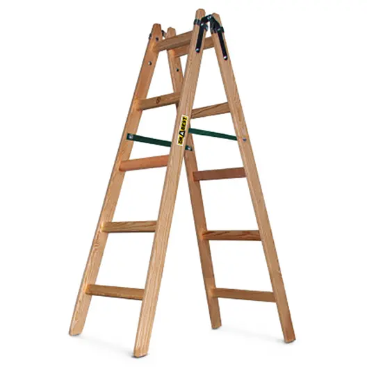 Стълба дървена двураменна  2x5 бр., 150 кг, 3 м, 1.53 м