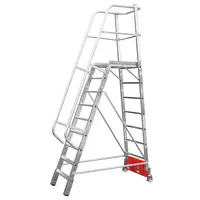 Стълба алуминиева Krause мобилна с платформа  1x10 бр., 150 кг, 4.35 м, Vario Compact