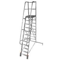 Стълба алуминиева Krause мобилна с платформа  1x12 бр., 150 кг, 4.75 м, Vario Compact
