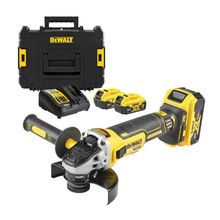 Акумулаторен ъглошлайф DeWALT    с 3 батерии и зарядно, 18 V, 5 Ah, 125 мм, 9000 об./мин DCG405P3