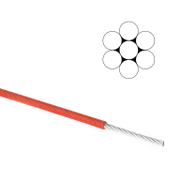 Въже стоманено Yumetals с червено PVC покритие  ф 2 мм, ф 1.5 мм, 1х7, 61 кг - product - 110 DMX 238