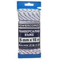 Въже синтетично Powercord от полипропилен плетено  ф 5 мм, 15 м, 160 кг, бяло