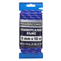 Въже синтетично Powercord от полипропилен плетено  ф 6 мм, 10 м, 300 кг, синьо