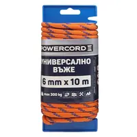 Въже синтетично Powercord от полипропилен плетено  ф 6 мм, 10 м, 300 кг, оранжево