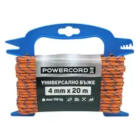Въже синтетично Powercord от полипропилен плетено  ф 4 мм, 20 м, 110 кг, оранжево