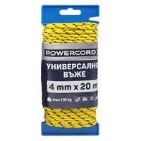 Въже синтетично Powercord от полипропилен плетено  ф 4 мм, 20 м, 110 кг, жълто