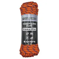 Въже синтетично Powercord от полипропилен плетено  ф 8 мм, 20 м, 500 кг, оранжево