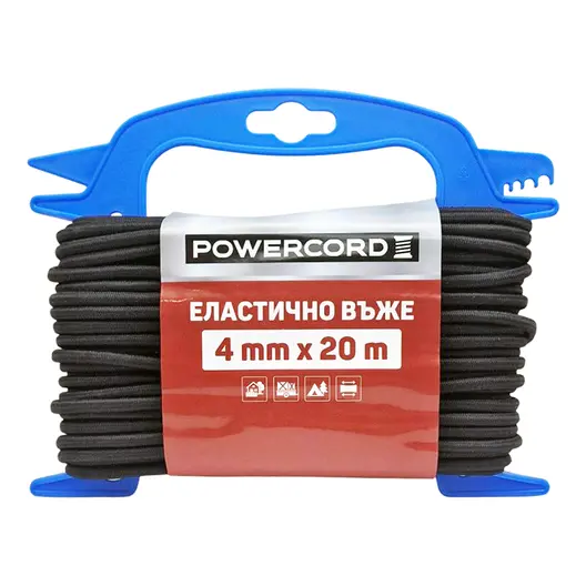Въже текстилно Powercord ластично  ф 4 мм, 20 м, 15 кг, черно