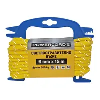 Въже синтетично Powercord от полипропилен плетено  ф 6 мм, 15 м, 300 кг, светлоотразително жълто