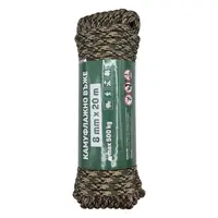 Въже синтетично Powercord от полипропилен плетено  ф 8 мм, 20 м, 500 кг, камуфлаж