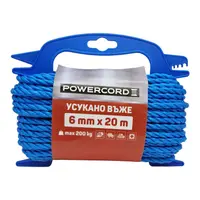 Въже синтетично Powercord от полипропилен усукано  ф 6 мм, 20 м, 200 кг, синьо