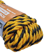 Въже синтетично Powercord от полипропилен и полиетилен усукано  ф 10 мм, 25 м, 340 кг, черно-жълто - product - 110 KNK 303