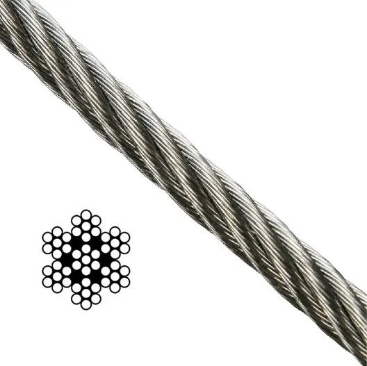 Въже стоманено QD Rigging China неръждаемо  ф 2 мм, 7x7, 80 кг