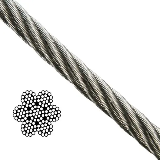 Въже стоманено QD Rigging China неръждаемо  ф 4 мм, 7x19, 190 кг