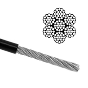 Въже стоманено QD Rigging China с черно PVC покритие  ф 6 мм, ф 4 мм, 7х19, 228 кг - product - 110 MUM 158